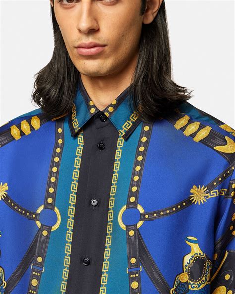 versace blue silk shirt|Versace silk shirt women's.